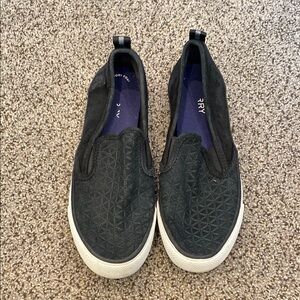 SPERRY Women's Black Suede Slip-On Sneakers, Size 8